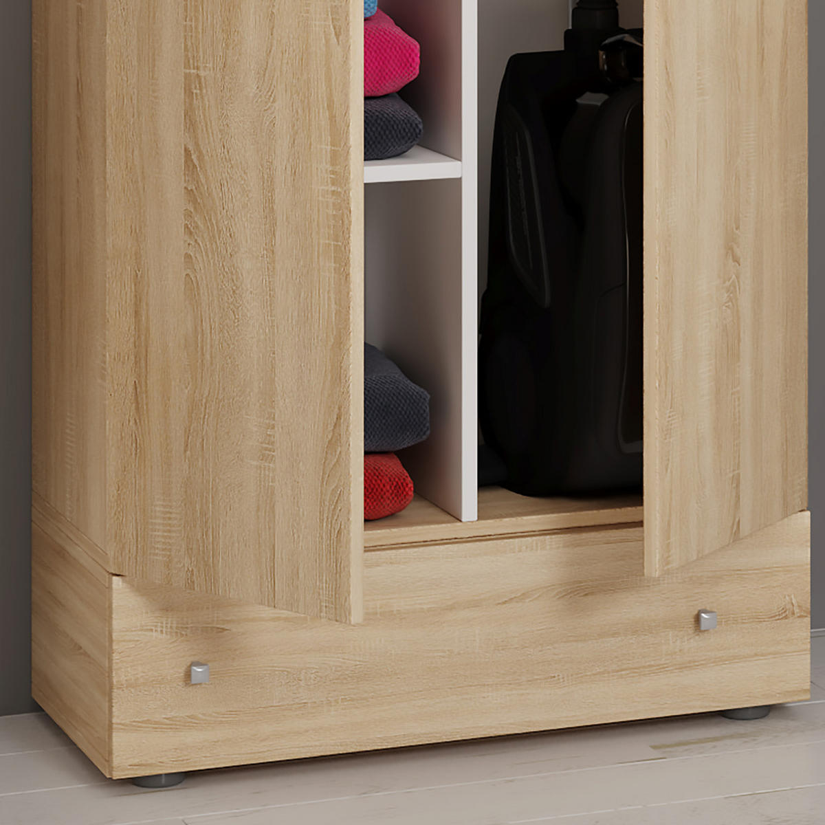 MULTISKÅP 70/200/39 cm 4-dörrar - Sonoma ek/grå, Modern, trämaterial/plast (70/200/39cm) - MID.YOU