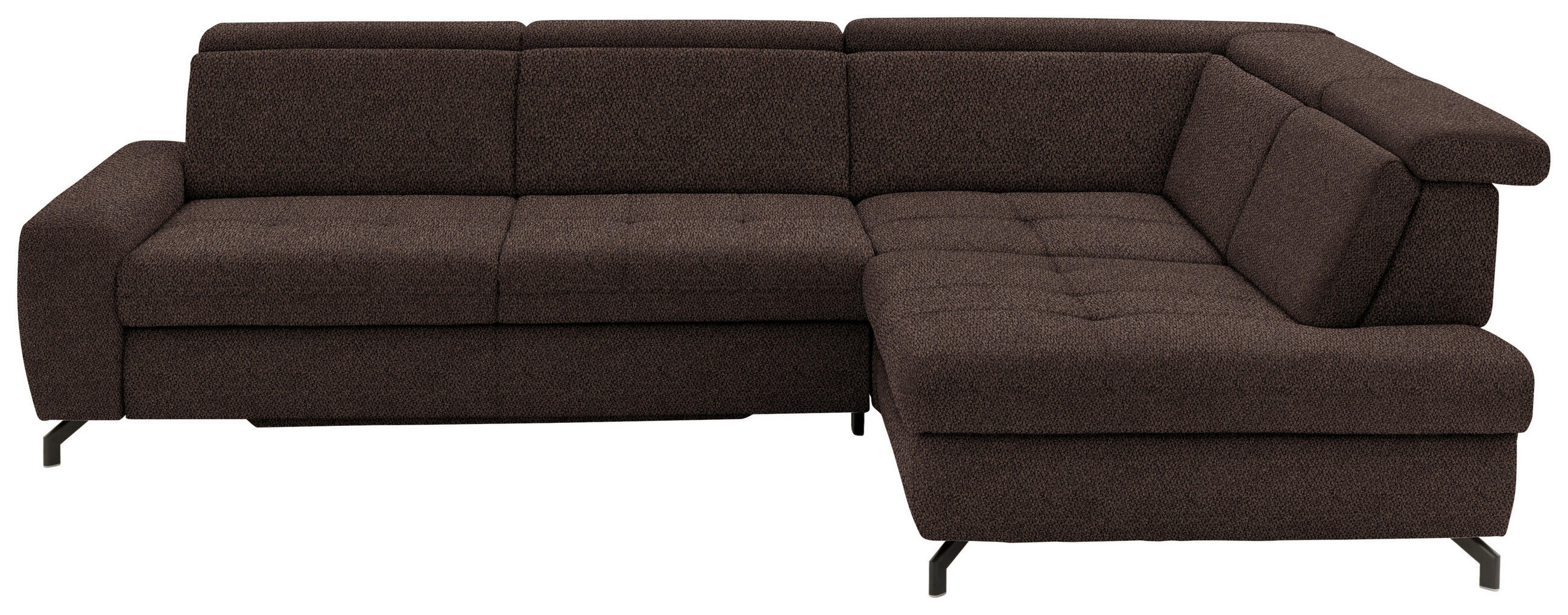 ECKSOFA Dunkelbraun Chenille  - Dunkelbraun/Schwarz, Design, Textil/Metall (310/220cm) - Beldomo Style