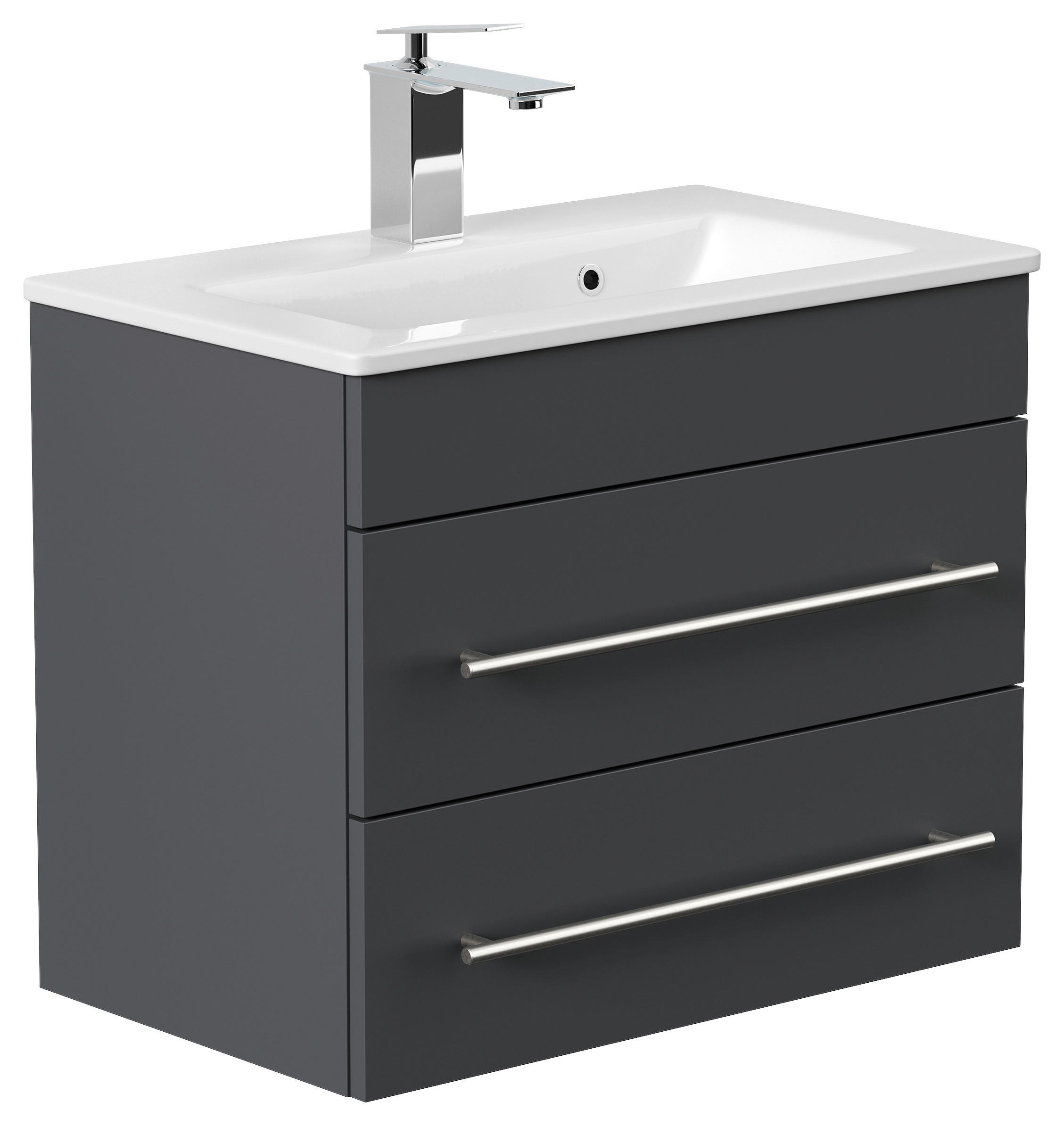 BADEZIMMER  in 60,6 cm  - Silberfarben/Graphitfarben, MODERN, Keramik/Holzwerkstoff (60,6cm) - MID.YOU