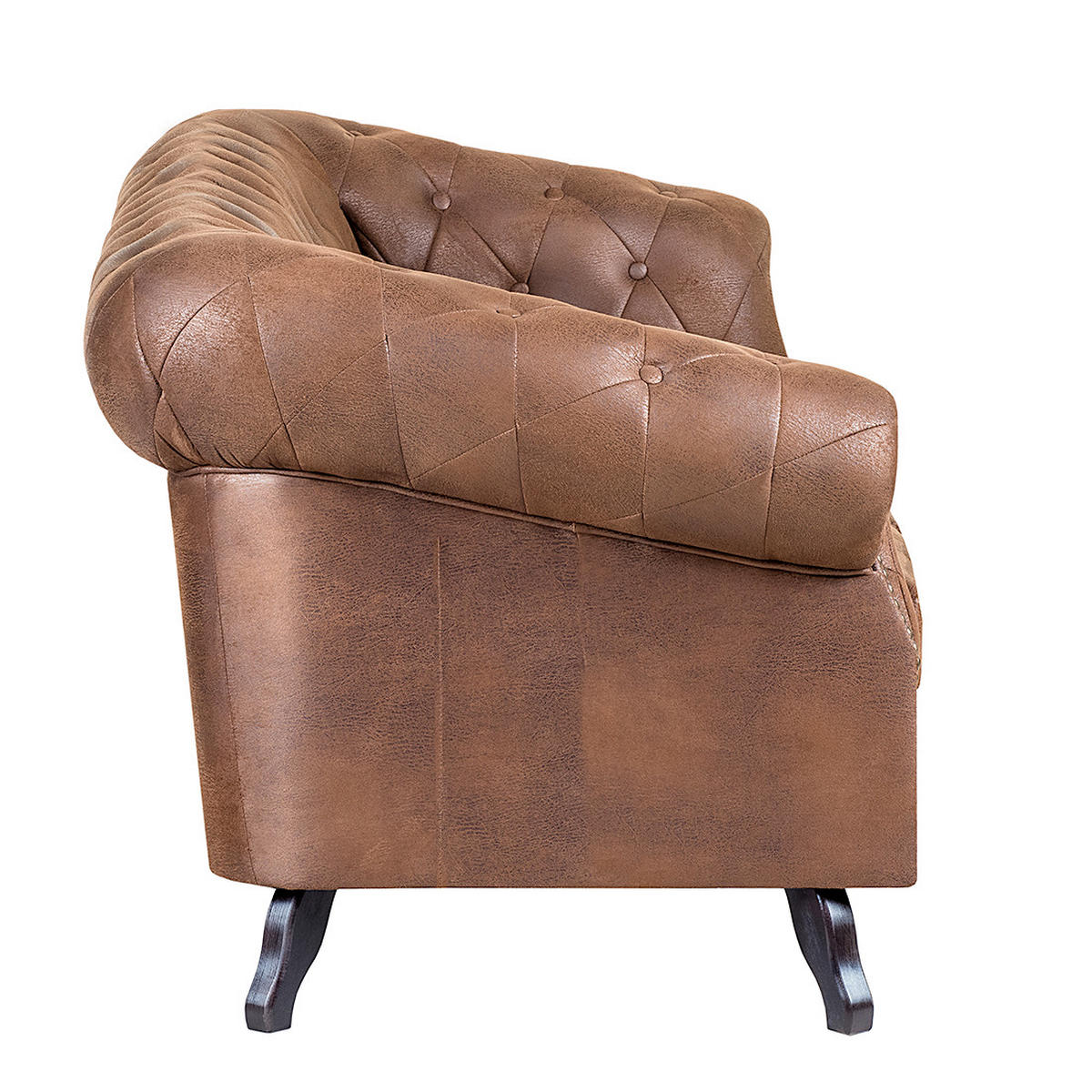 3-SITZER-SOFA GLASGOW in Lederlook Braun  - Braun, Design, Holz/Textil (197/82/90cm) - P & B