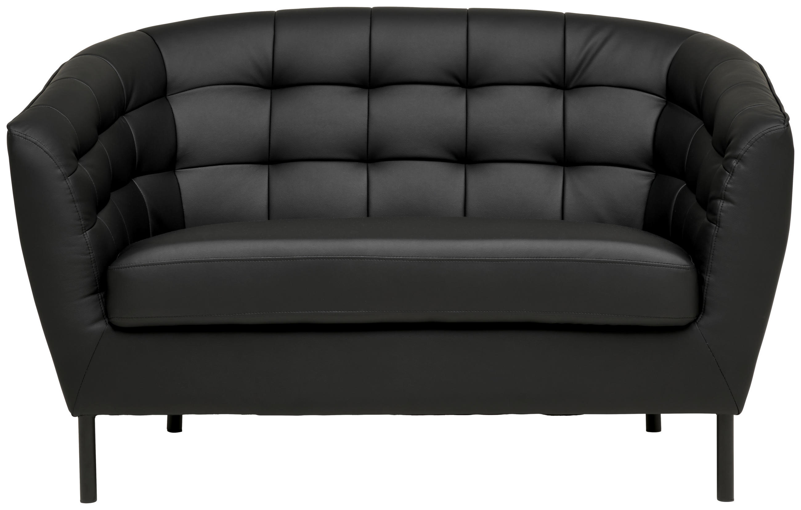 2-SITZER-SOFA Lederlook, Lederlook (vegan) Schwarz  - Schwarz, Design, Textil/Metall (150/78/84cm) - MID.YOU