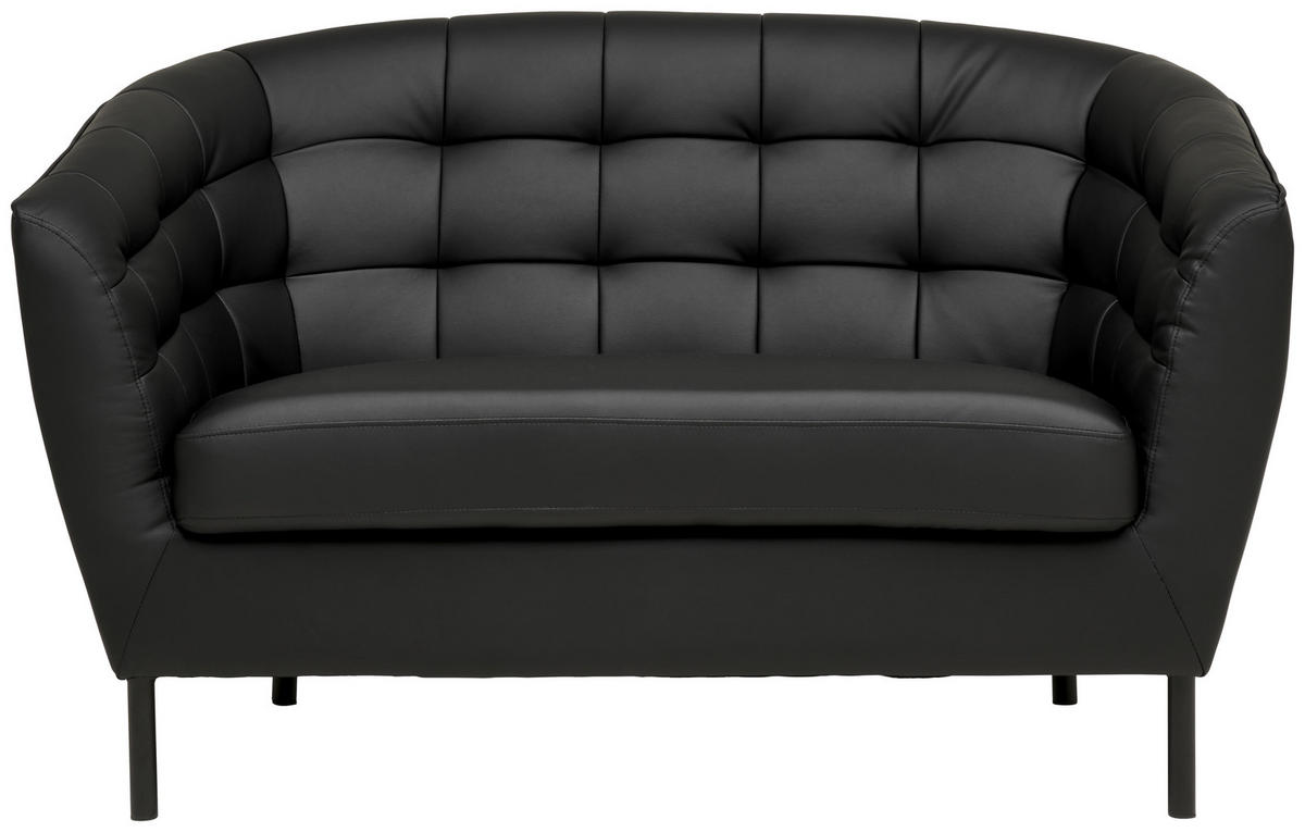 2-SITZER-SOFA Lederlook, Lederlook (vegan) Schwarz  - Schwarz, Design, Textil/Metall (150/78/84cm) - MID.YOU
