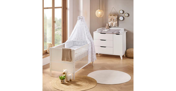 GITTERBETT-KOMPLETTSET 144,5/74,5/82 cm - Weiß/Grau, LIFESTYLE, Holz/Textil (144,5/74,5/82cm) - My Baby Lou