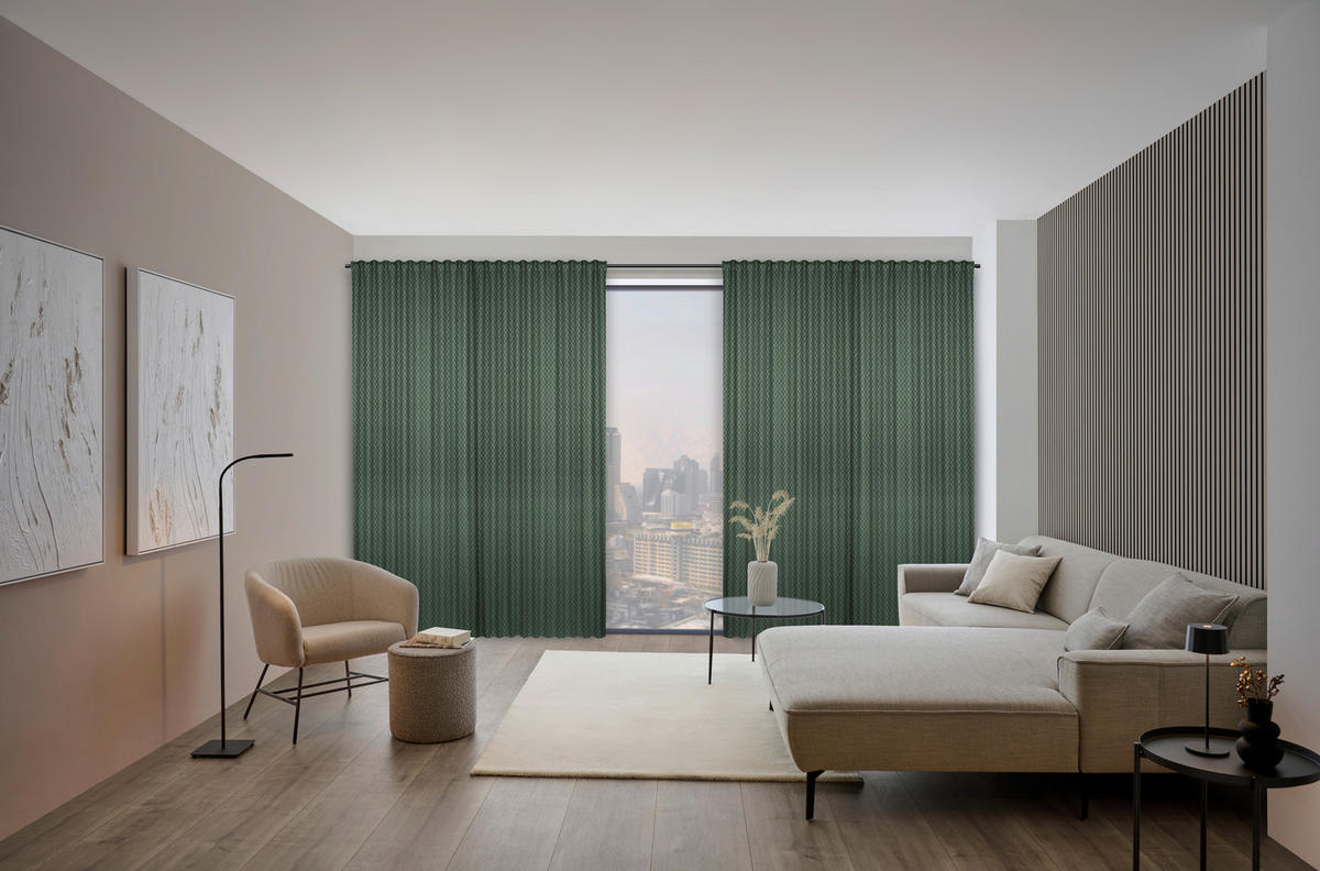 KÉSZFÜGGÖNY részben fényzáró  - smaragdzöld, Konventionell, textil (140/245cm) - Dieter Knoll