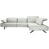 ECKSOFA Echtleder Ecru  - Ecru/Anthrazit, Design, Leder/Metall (290/230cm) - Johann Jakob