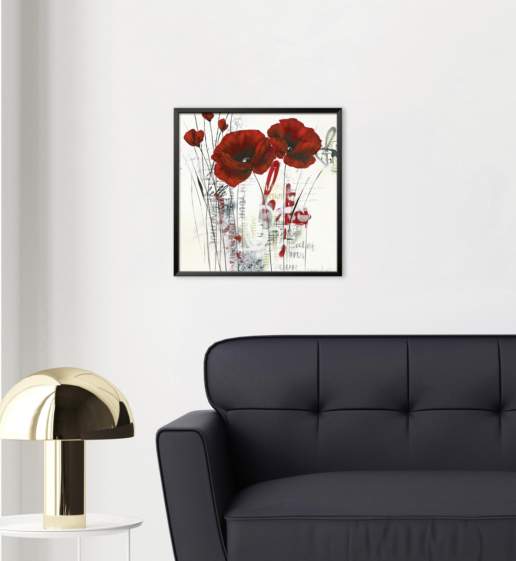 KUNSTDRUCK Isabelle Zacher-Finet Blumen Pavot d’hiver abstrait 2.0 II - Rot/Schwarz, Basics, Papier (30/30cm) - Monee