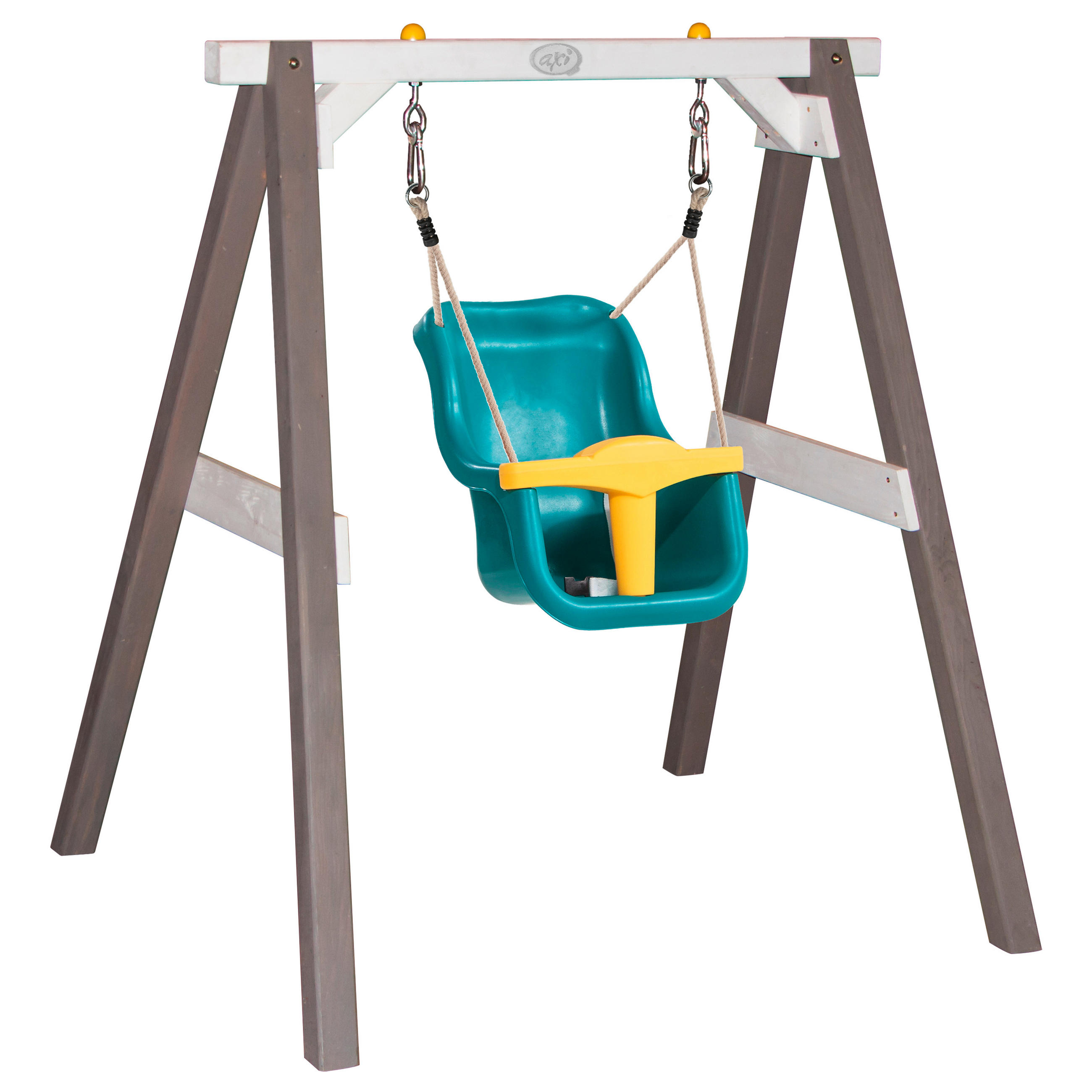 Babyschaukel mit Sitz Grau, Weiß  - Weiß/Grau, Basics, Holz/Kunststoff (120/134/103cm) - Ambia Garden