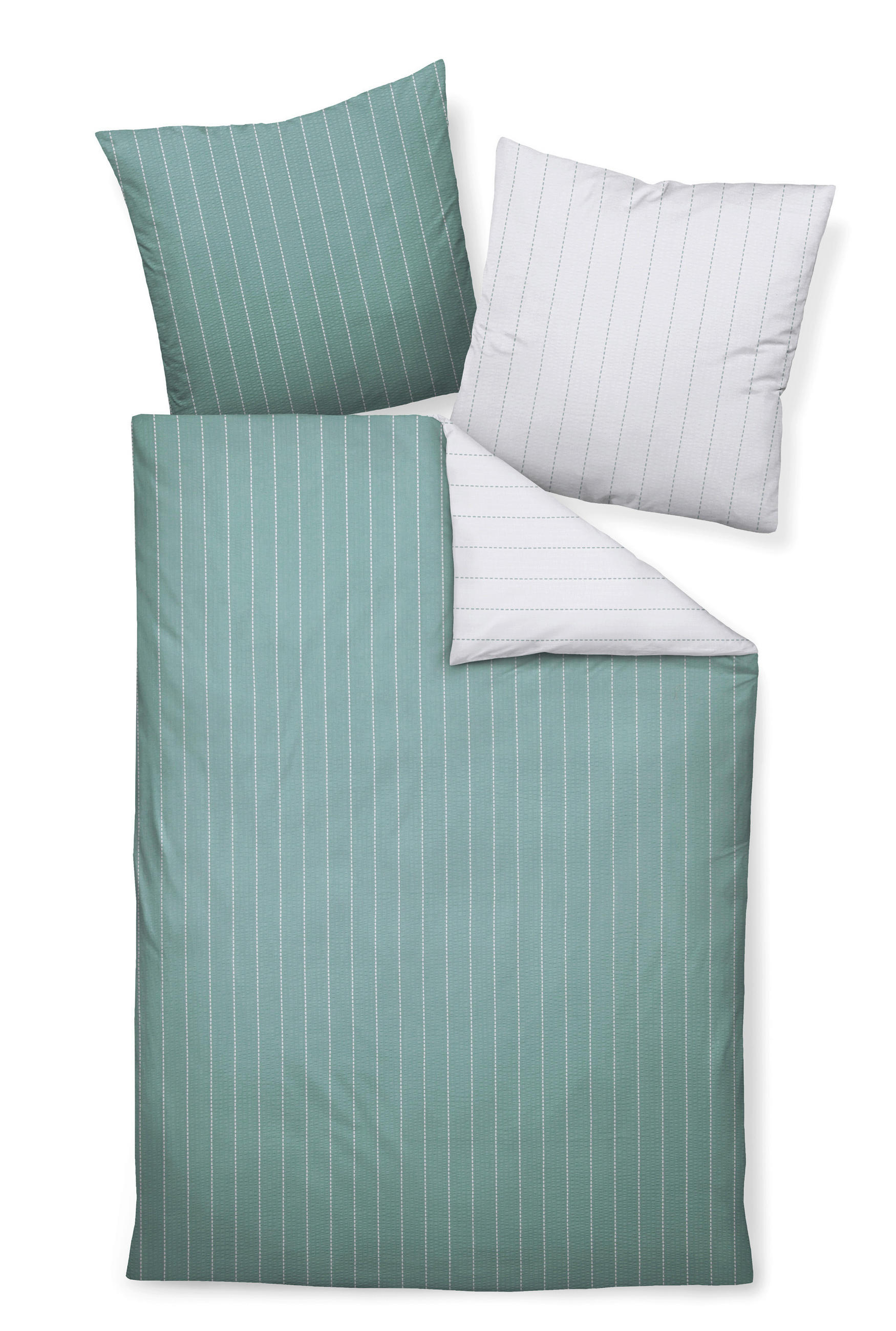 WENDEBETTWÄSCHE TANGO Seersucker  - Grün, Basics, Textil (240/220cm) - Janine