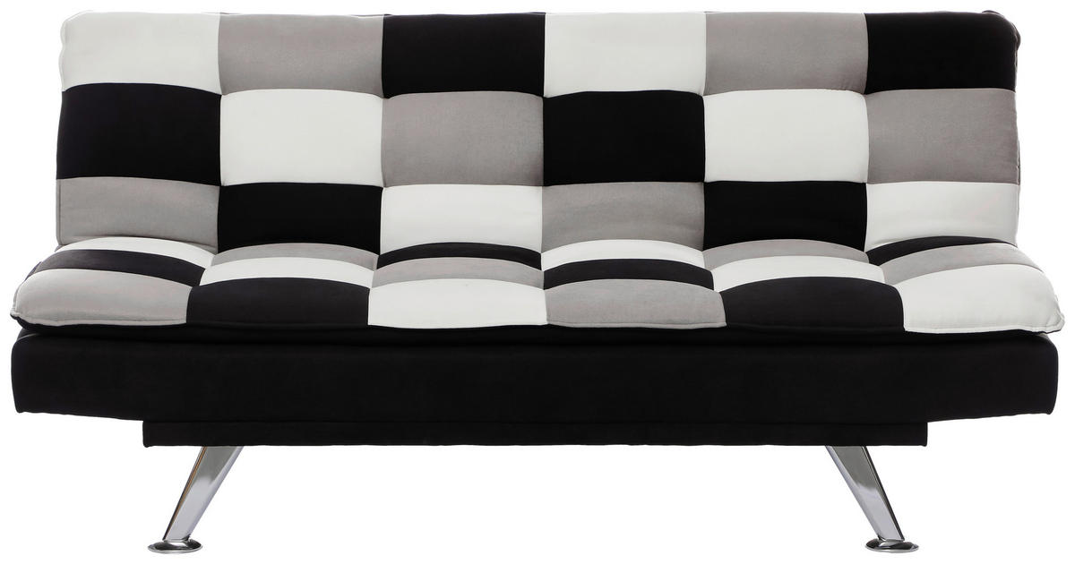 SCHLAFSOFA Samt Creme, Grau, Schwarz  - Silberfarben/Creme, Design, Textil/Metall (182/87/90cm) - P & B