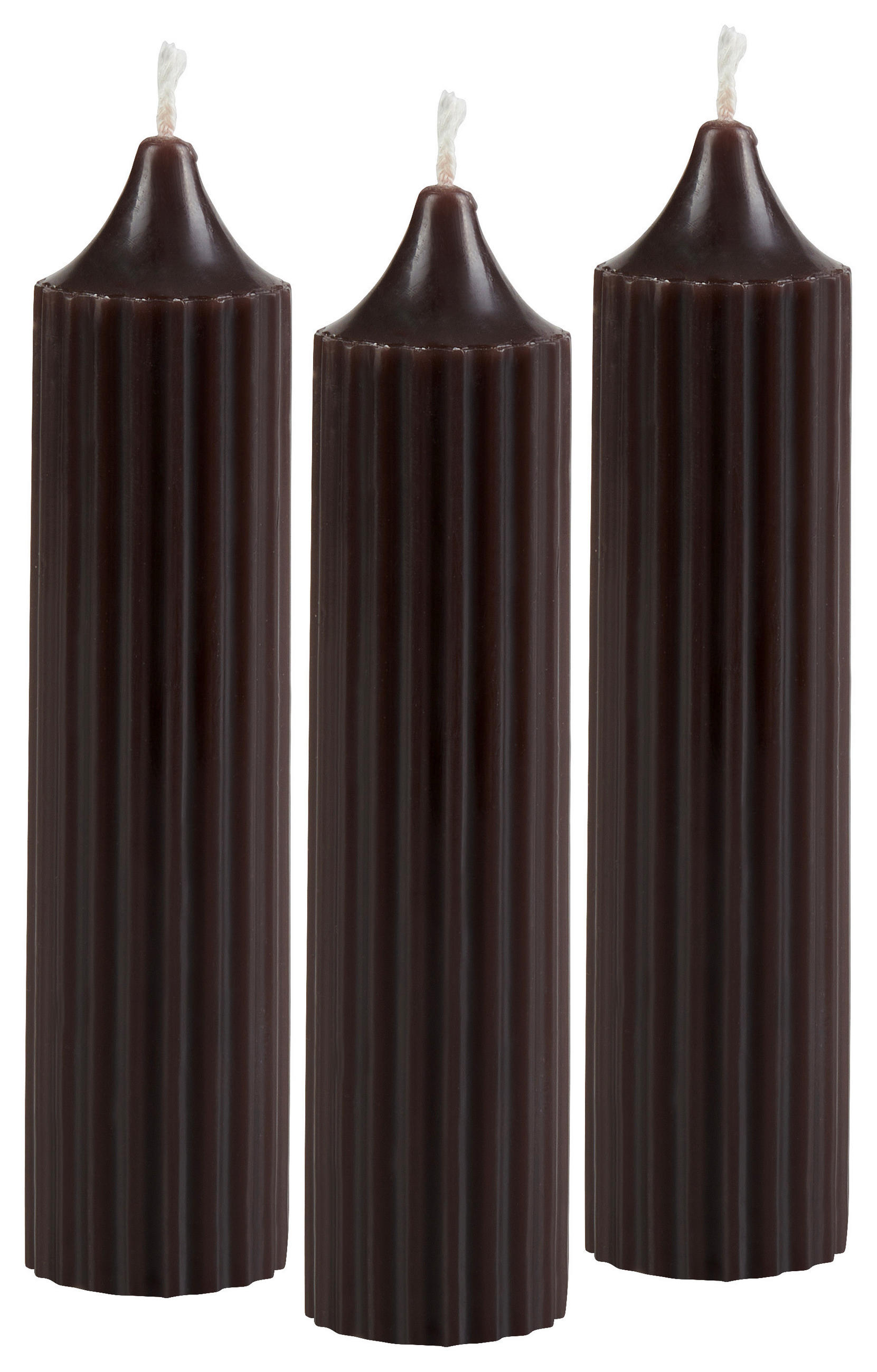  STABKERZENSET  - Schwarz, Basics, Naturmaterialien/Paraffin (3,5/15cm)