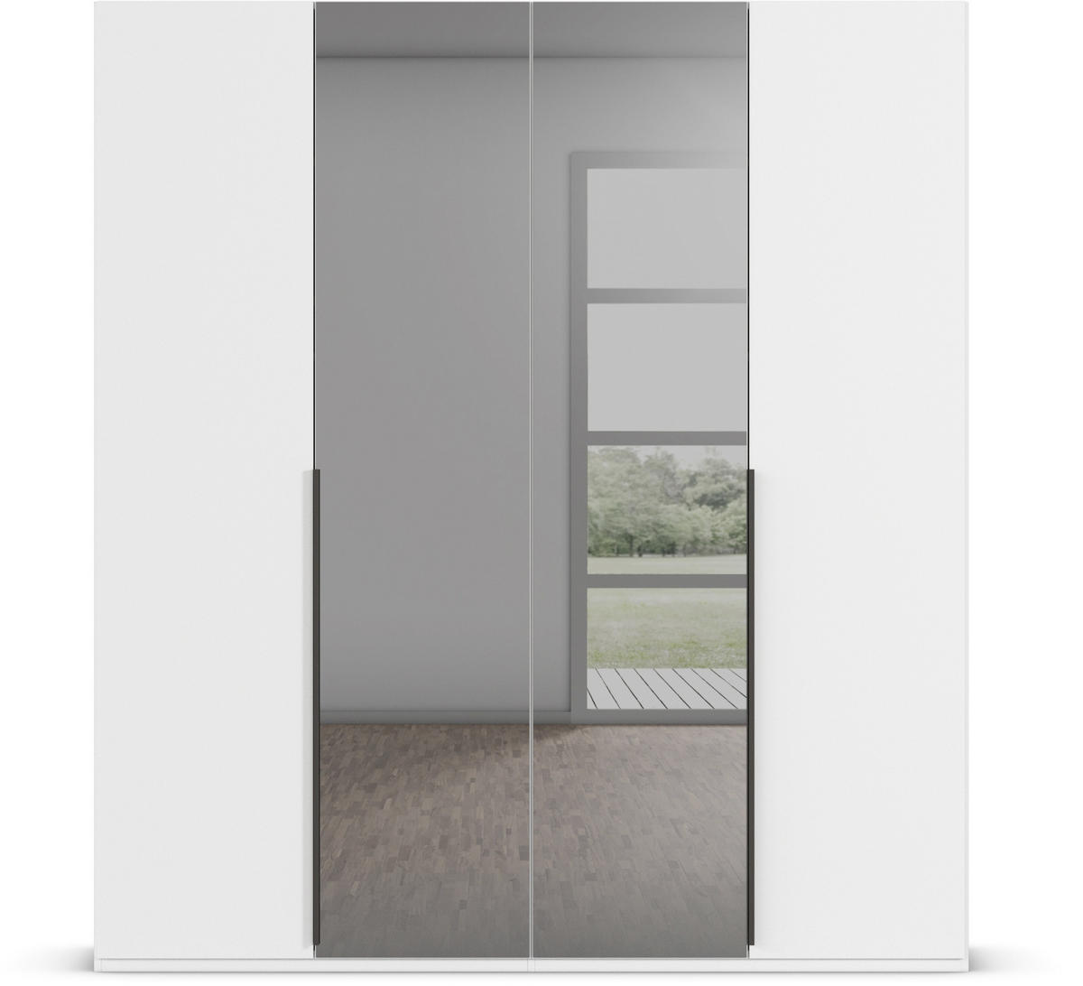 DREHTÜRENSCHRANK 201/223/61 cm 4-türig Grau, Weiß  - Graphitfarben/Weiß, Trend, Glas/Holzwerkstoff (201/223/61cm) - Novel