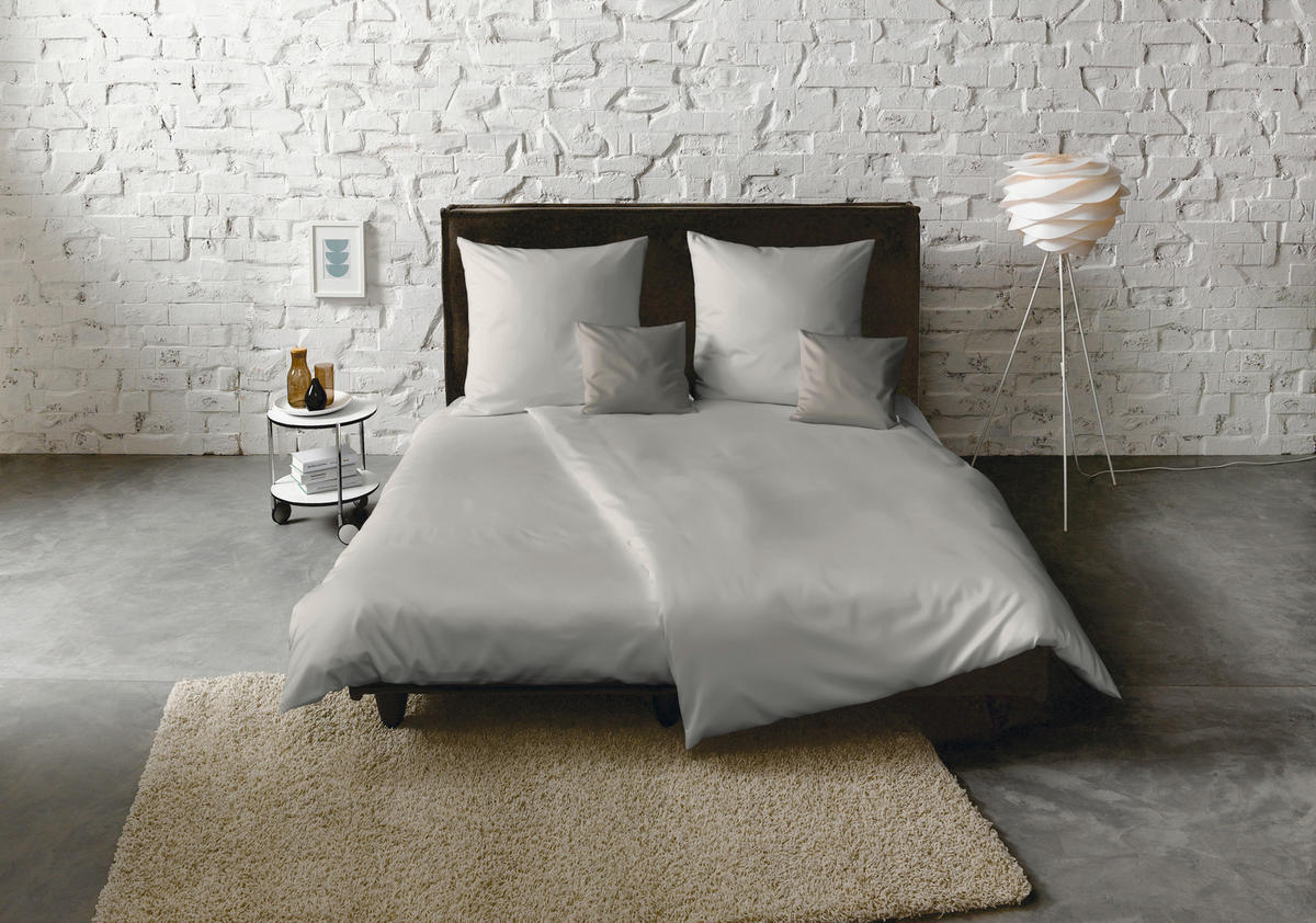 BETTWÄSCHE Makosatin 155/220 cm  - Silberfarben, Basics, Textil (155/220cm) - Fleuresse