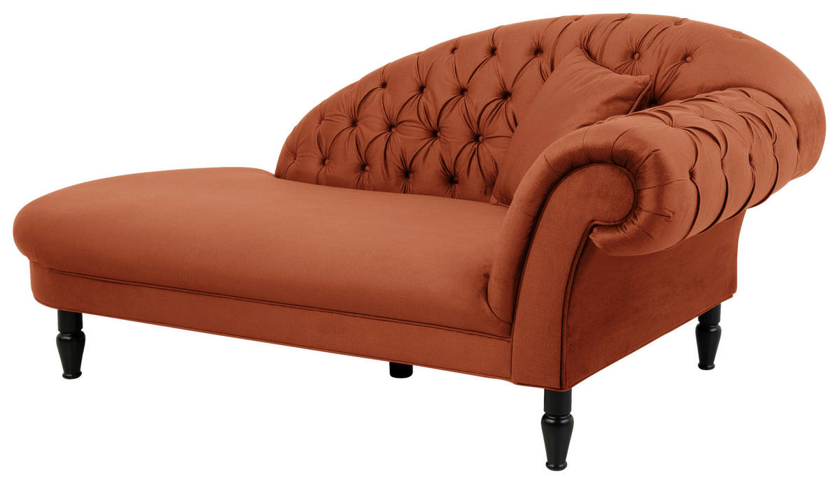 RÉCAMIERE Rostfarben Velours  - Rostfarben/Schwarz, Design, Holz/Textil (103/91/216cm) - MID.YOU