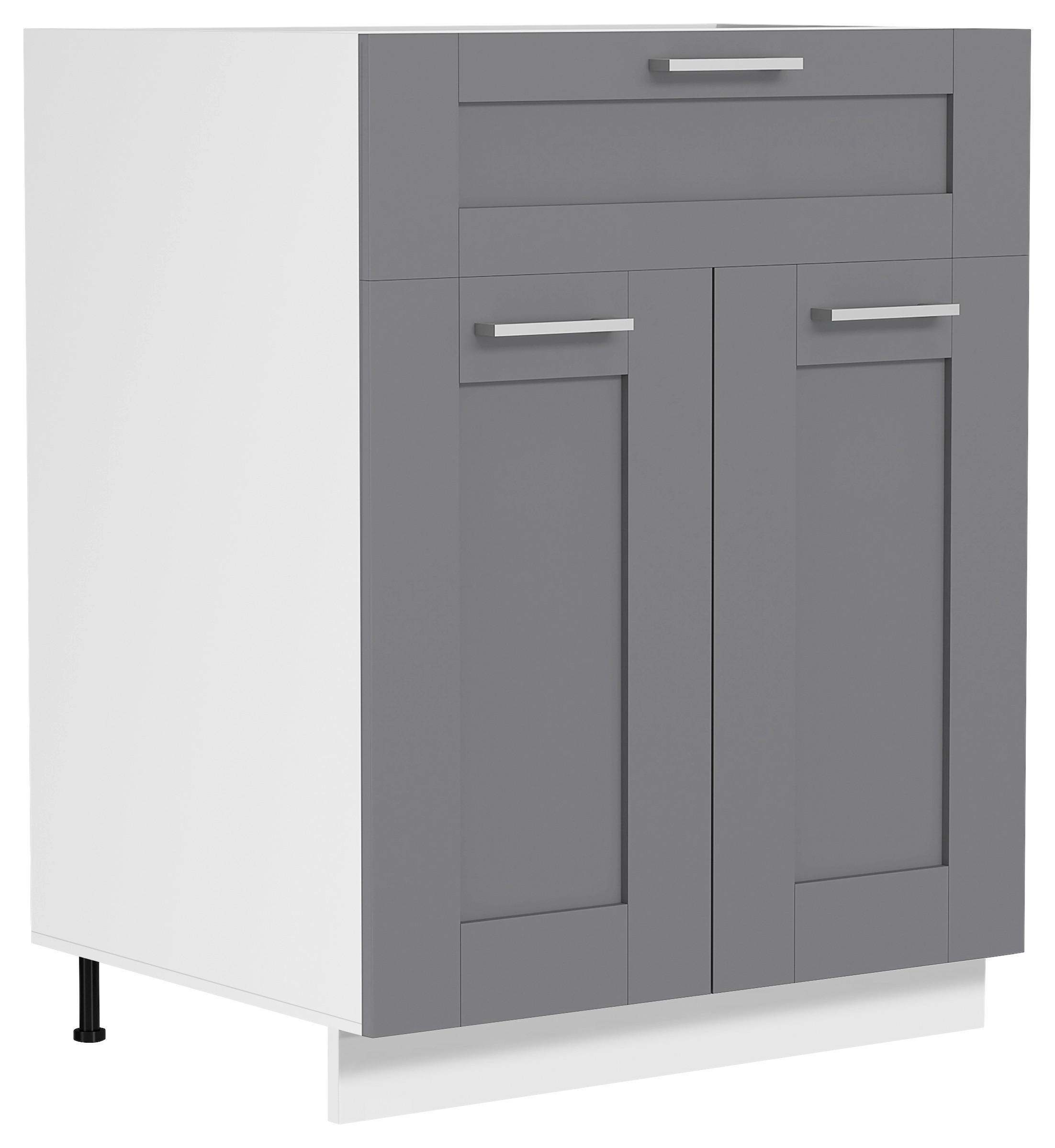 KÜCHENUNTERSCHRANK 60/82/46 cm  in Anthrazit, Weiß  - Anthrazit/Silberfarben, Trend, Holzwerkstoff/Kunststoff (60/82/46cm) - MID.YOU