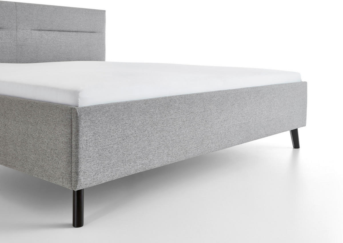POLSTERBETT 180/200 cm,  in Grau,  - Schwarz/Grau, Basics, Holz/Textil (180/200cm) - Boxxx