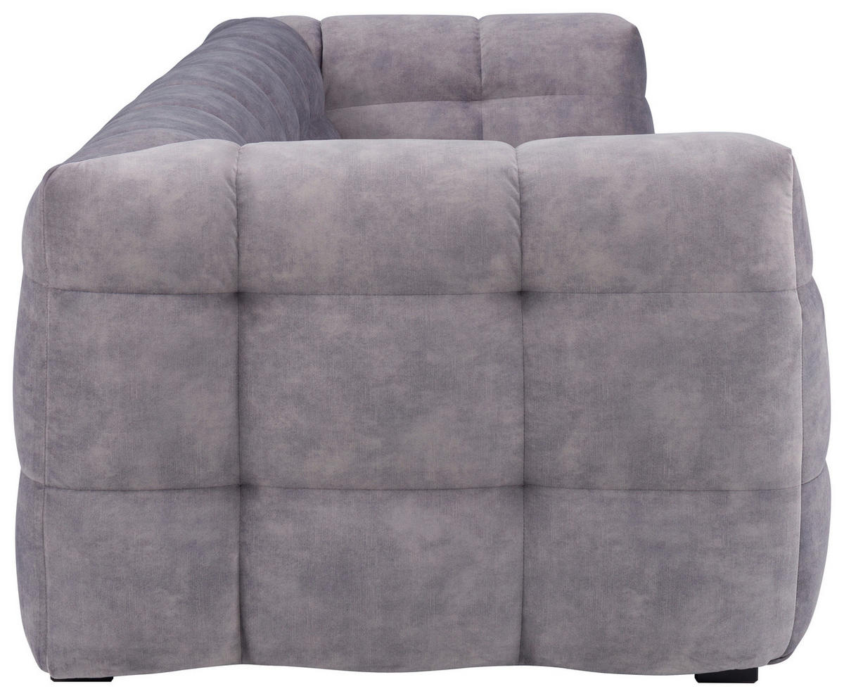 3-SITZER-SOFA Samt Hellgrau  - Hellgrau/Schwarz, Design, Holz/Textil (236/68/105cm)