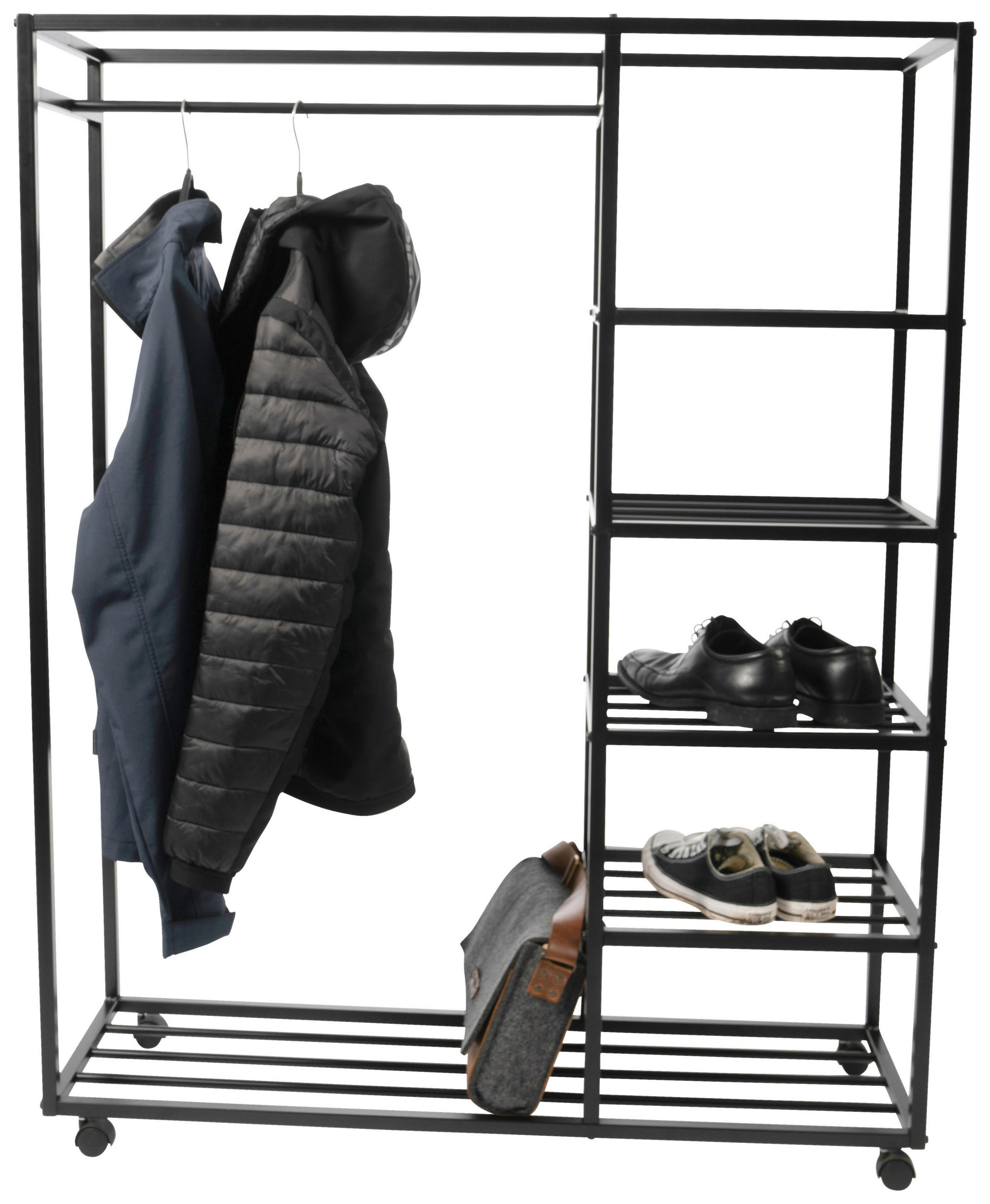 KLEIDERWAGEN in Schwarz 100/140/35 cm   - Schwarz, Basics, Kunststoff/Metall (100/140/35cm)