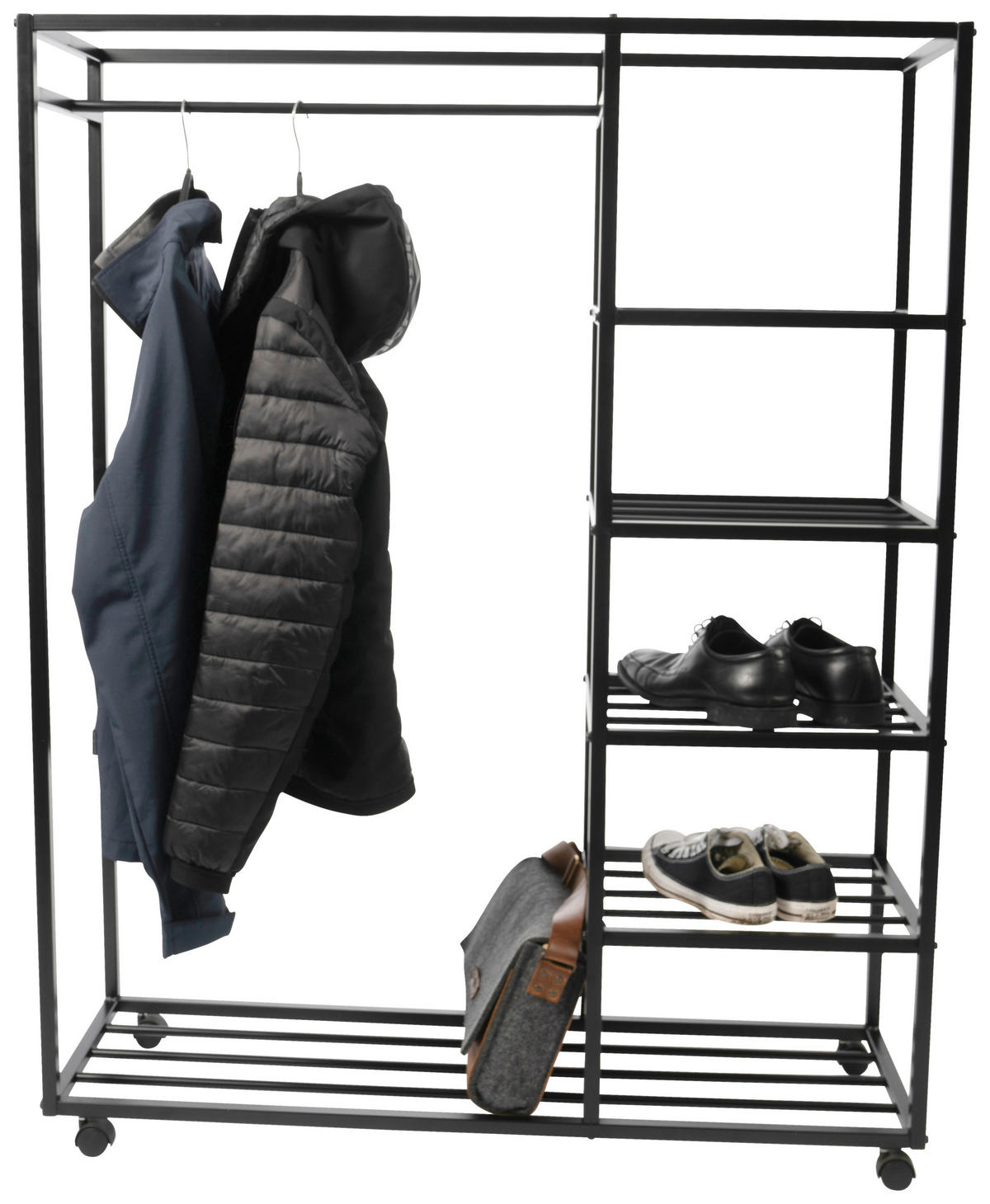 KLEIDERWAGEN in Schwarz 100/140/35 cm   - Schwarz, Basics, Kunststoff/Metall (100/140/35cm)