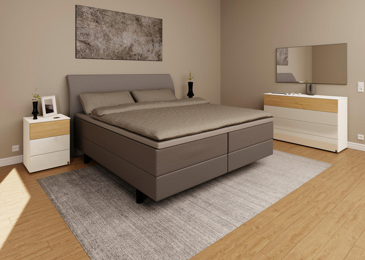 BOXSPRINGBETT 180/200 cm  in Anthrazit  - Anthrazit/Schwarz, KONVENTIONELL, Kunststoff/Textil (180/200cm) - Musterring