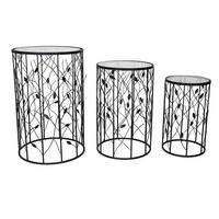 MASĂ AUXILIARĂ in metal, sticlă  - negru, Basics, sticlă/metal - Ambia Home