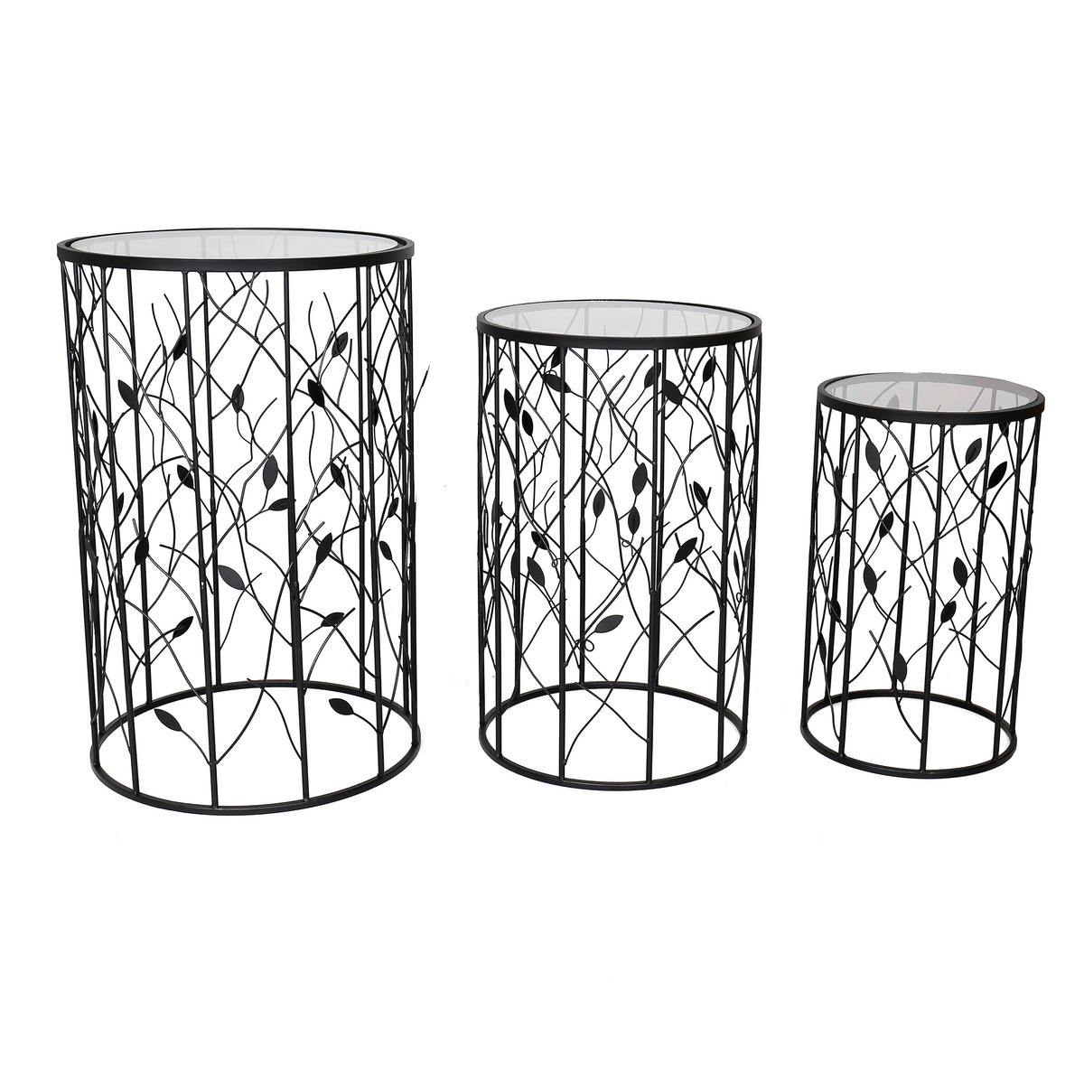 MASĂ AUXILIARĂ in metal, sticlă  - negru, Basics, sticlă/metal - Ambia Home