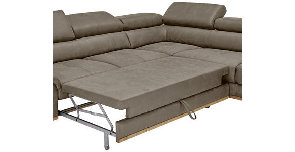 ECKSOFA in Lederlook Braun 282/226 cm - Schwarz/Braun, Natur, Holz/Textil (282/226cm) - Novel