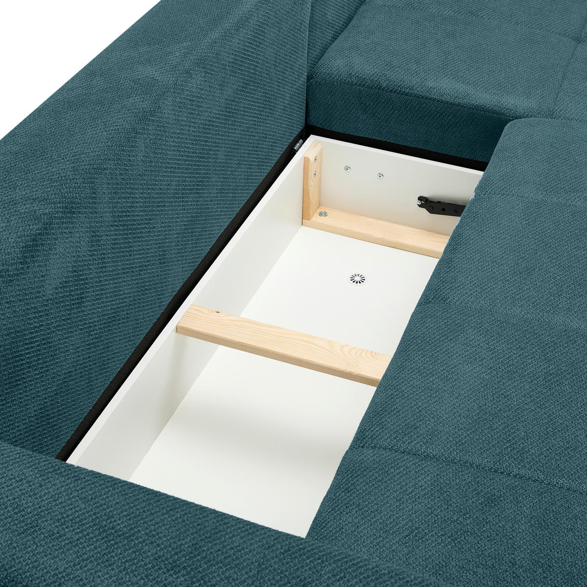 ECKSOFA Petrol Webstoff  - Petrol/Schwarz, KONVENTIONELL, Textil/Metall (292/192cm) - Carryhome