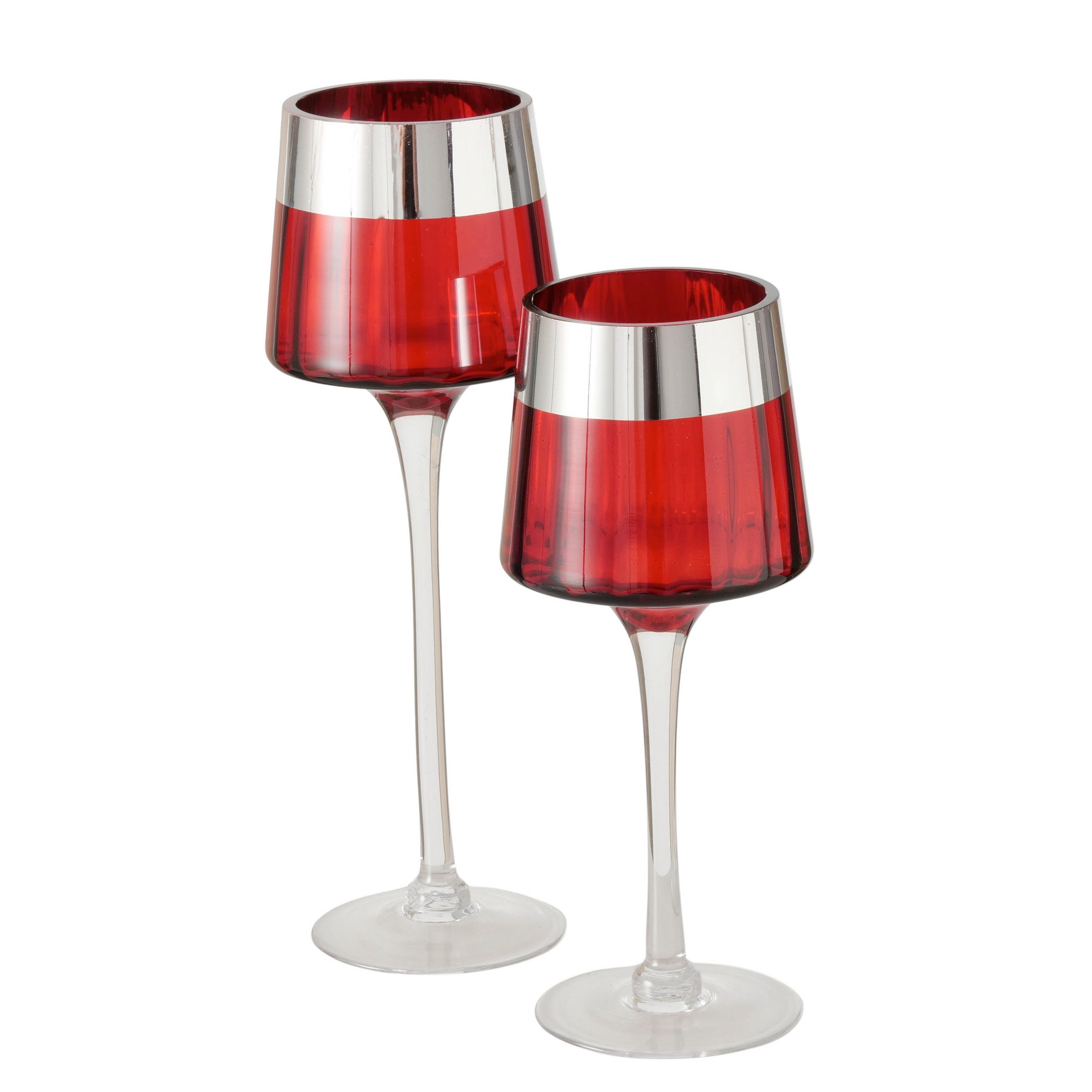 WINDLICHT  - Rot/Silberfarben, Basics, Glas - Boltze Home