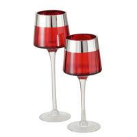 WINDLICHT  - Rot/Silberfarben, Basics, Glas - Boltze Home