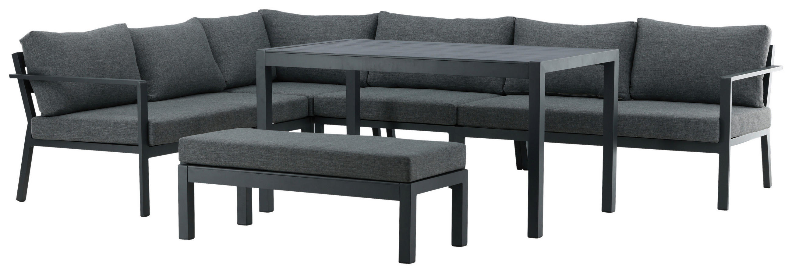 LOUNGESET  - grå/svart, Klassisk, metall/textil (294/210cm) - Gardenson