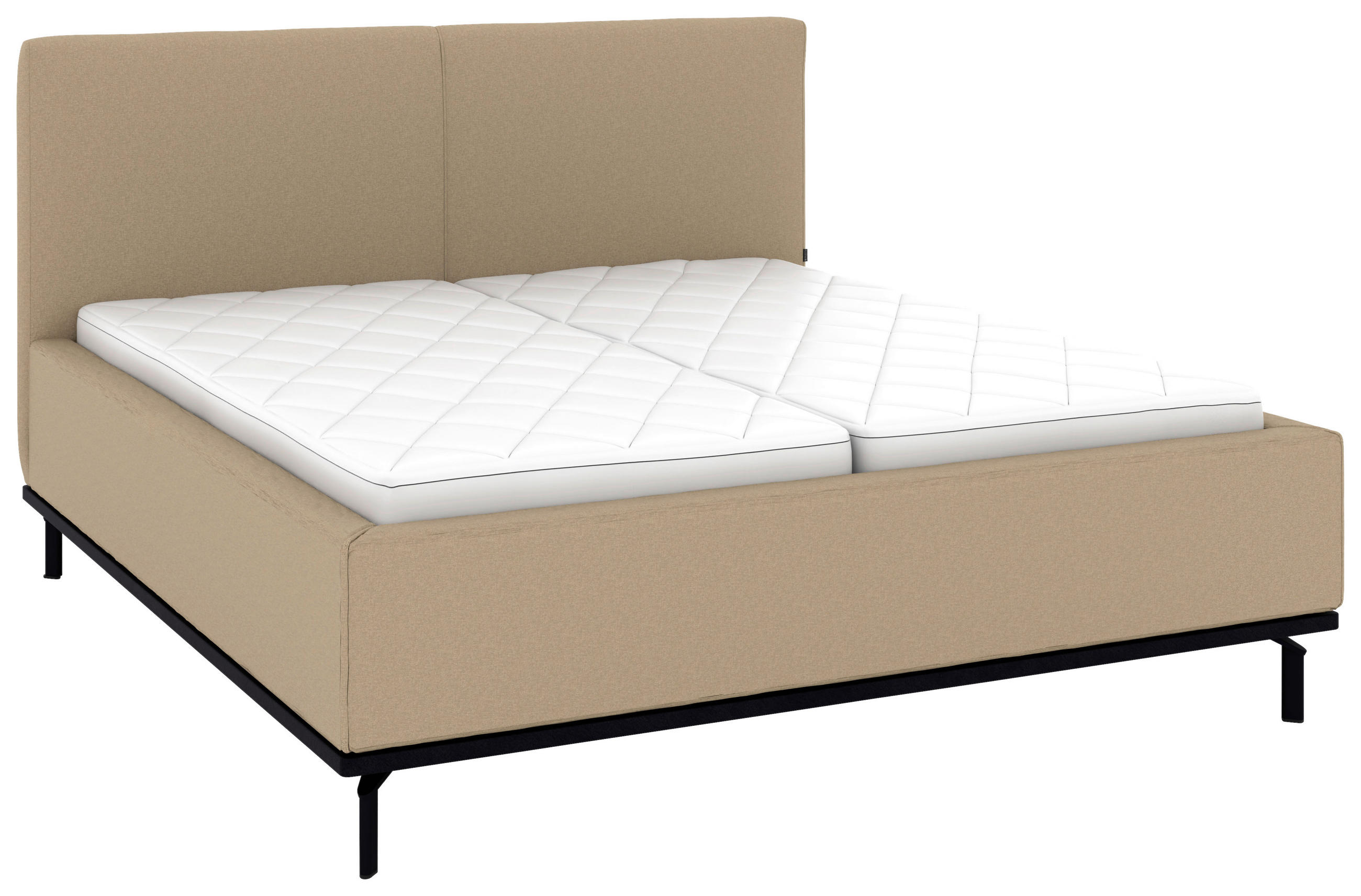 POLSTERBETT 180/200 cm,  in Beige, Matratze, Lattenrost, Bettkasten, H2 + H3 = mittel + fest  - Beige/Graphitfarben, Design, Holz/Textil (180/200cm) - Musterring