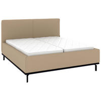 POLSTERBETT 180/200 cm,  in Beige, Matratze, Lattenrost, Bettkasten, H2 + H3 = mittel + fest  - Beige/Graphitfarben, Design, Holz/Textil (180/200cm) - Musterring