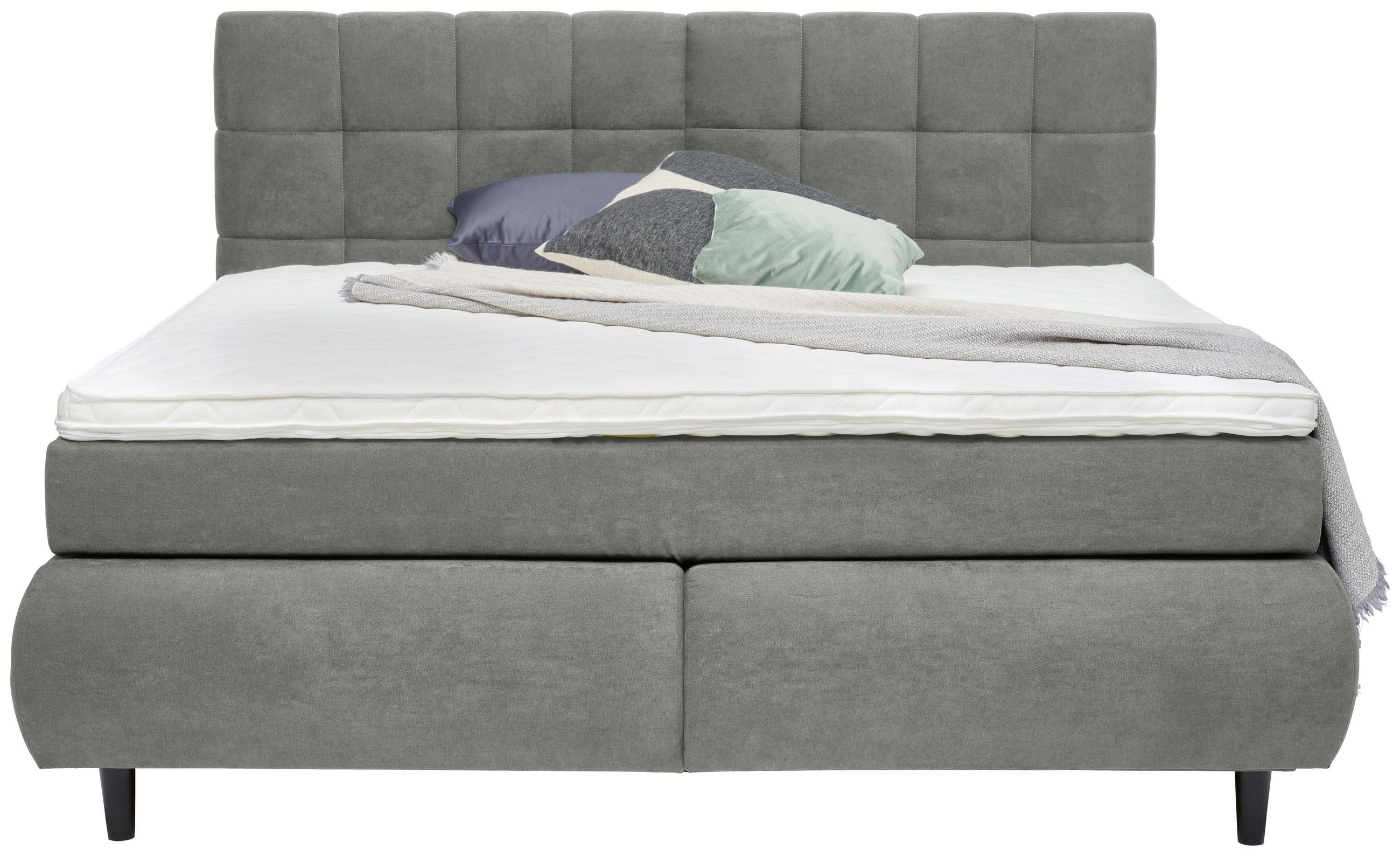 BOXSPRINGBETT 160/200 cm  in Grau  - Schwarz/Grau, KONVENTIONELL, Holz/Textil (160/200cm) - Ti'me