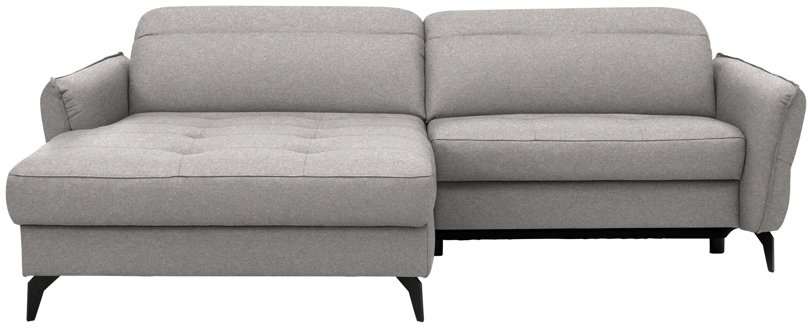 ECKSOFA 175/246 cm MANTA in Flachgewebe Grauweiß Bettkasten, Rücken echt, Relaxfunktion, Kopfteilverstellung  175/246 cm  - Grauweiß/Schwarz, Design, Textil/Metall (175/246cm) - Celina