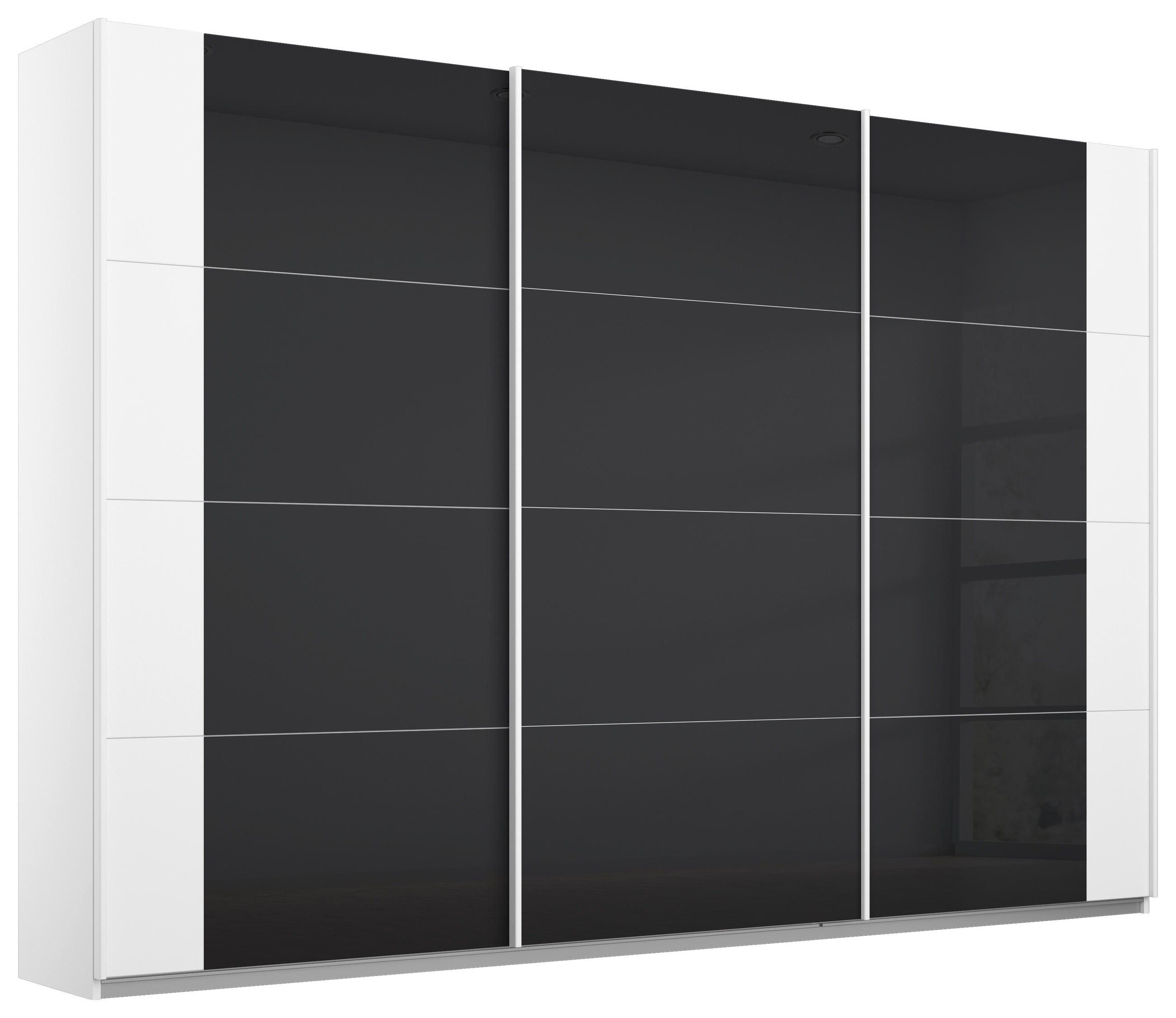 SCHWEBETÜRENSCHRANK 271/210/62 cm 3-türig Anthrazit, Weiß  - Anthrazit/Weiß, MODERN, Glas/Holzwerkstoff (271/210/62cm) - Rauch Möbel