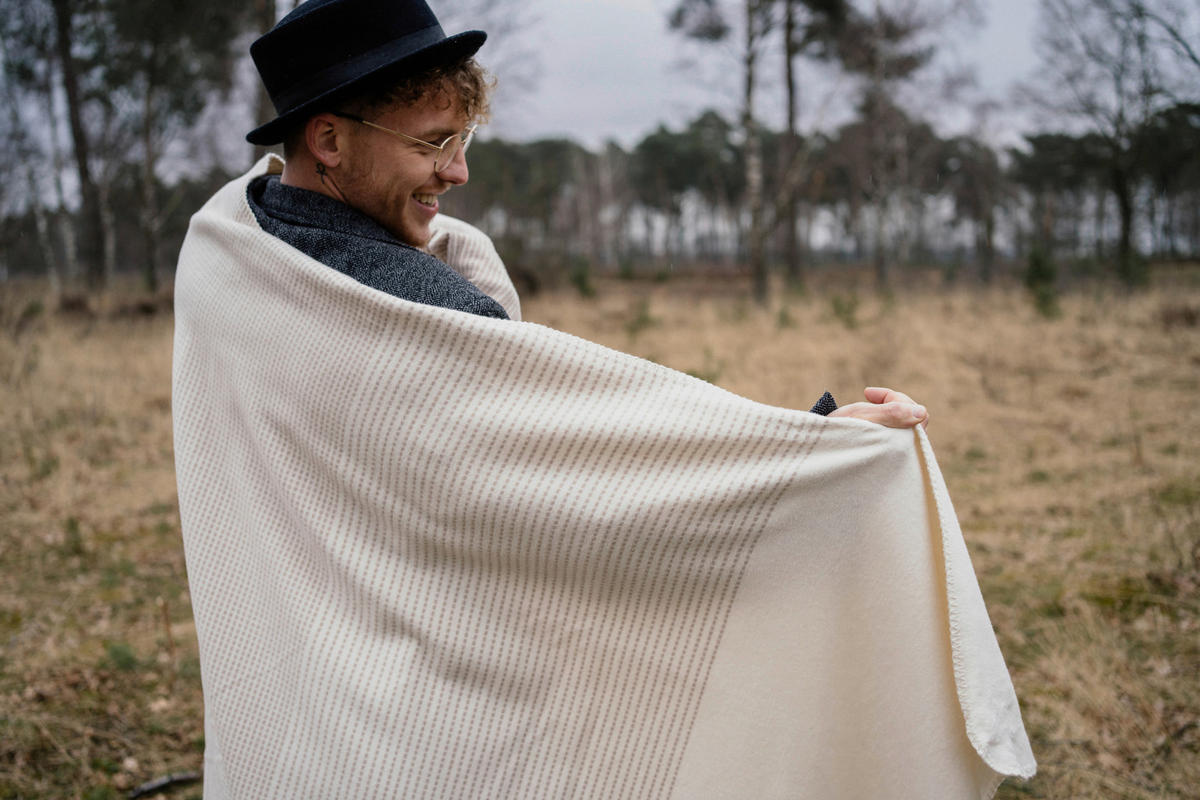 FILT 2296 Salerno 140/200 cm  - vit/naturfärgad, Klassisk, textil (140/200cm) - Ibena