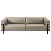 3-SITZER-SOFA in Echtleder Beige  - Beige/Schwarz, Design, Leder/Metall (236/67/96cm) - Johann Jakob