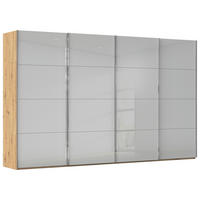 SCHWEBETÜRENSCHRANK 361/223/68 cm 4-türig Eiche Artisan, Seidengrau  - Chromfarben/Seidengrau, Design, Glas/Holzwerkstoff (361/223/68cm) - Novel