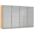 SCHWEBETÜRENSCHRANK  in Eiche Artisan, Seidengrau  - Chromfarben/Seidengrau, Design, Glas/Holzwerkstoff (361/223/68cm) - Novel