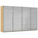 SCHWEBETÜRENSCHRANK  in Eiche Artisan, Seidengrau  - Chromfarben/Seidengrau, Design, Glas/Holzwerkstoff (361/223/68cm) - Novel
