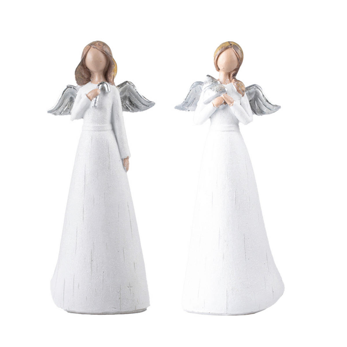 DEKORAČNÝ ANJEL - biela, Basics, plast (10/25/10cm)