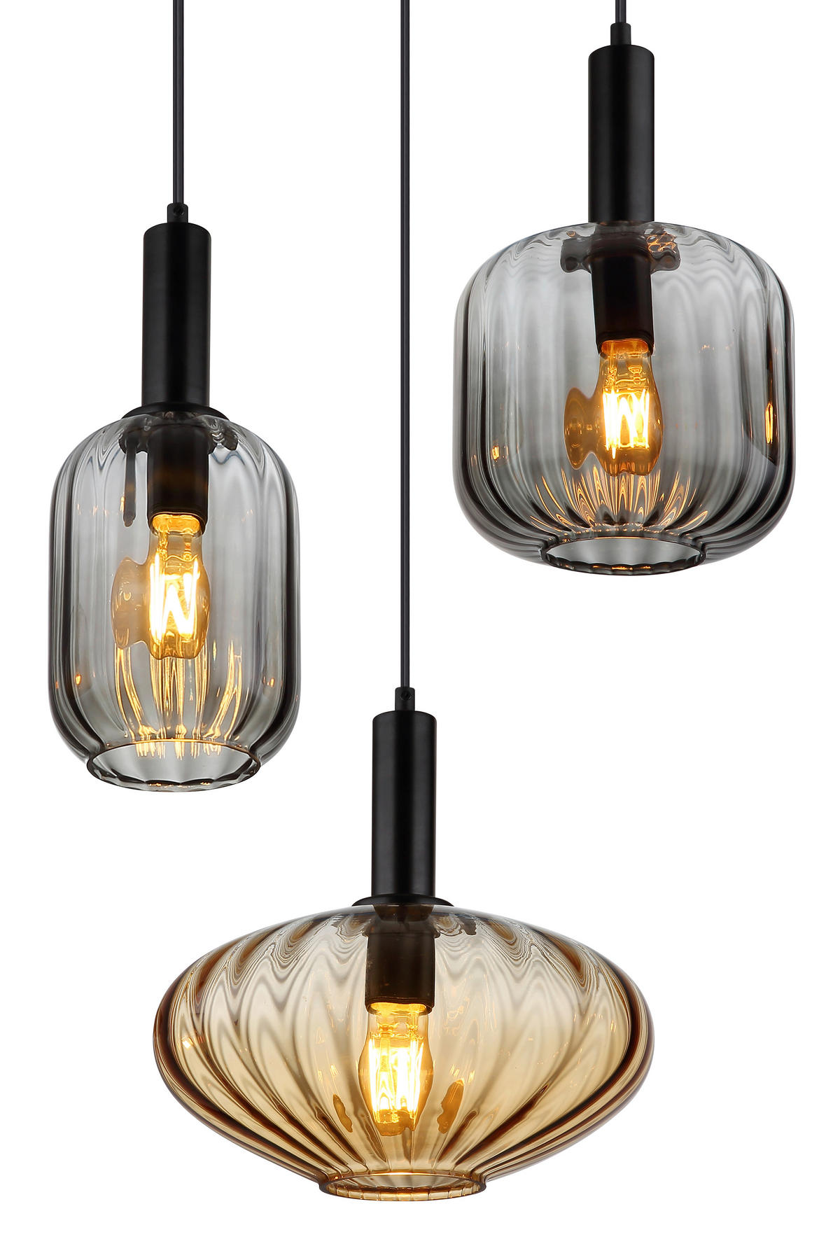 HÄNGELEUCHTE 55/150 cm  - Klar/Bernsteinfarben, Trend, Glas/Kunststoff (55/150cm) - Globo