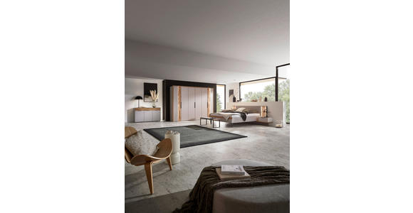 BETTANLAGE - Wildeiche/Hellgrau, Design, Holz/Textil (180/200cm) - Dieter Knoll