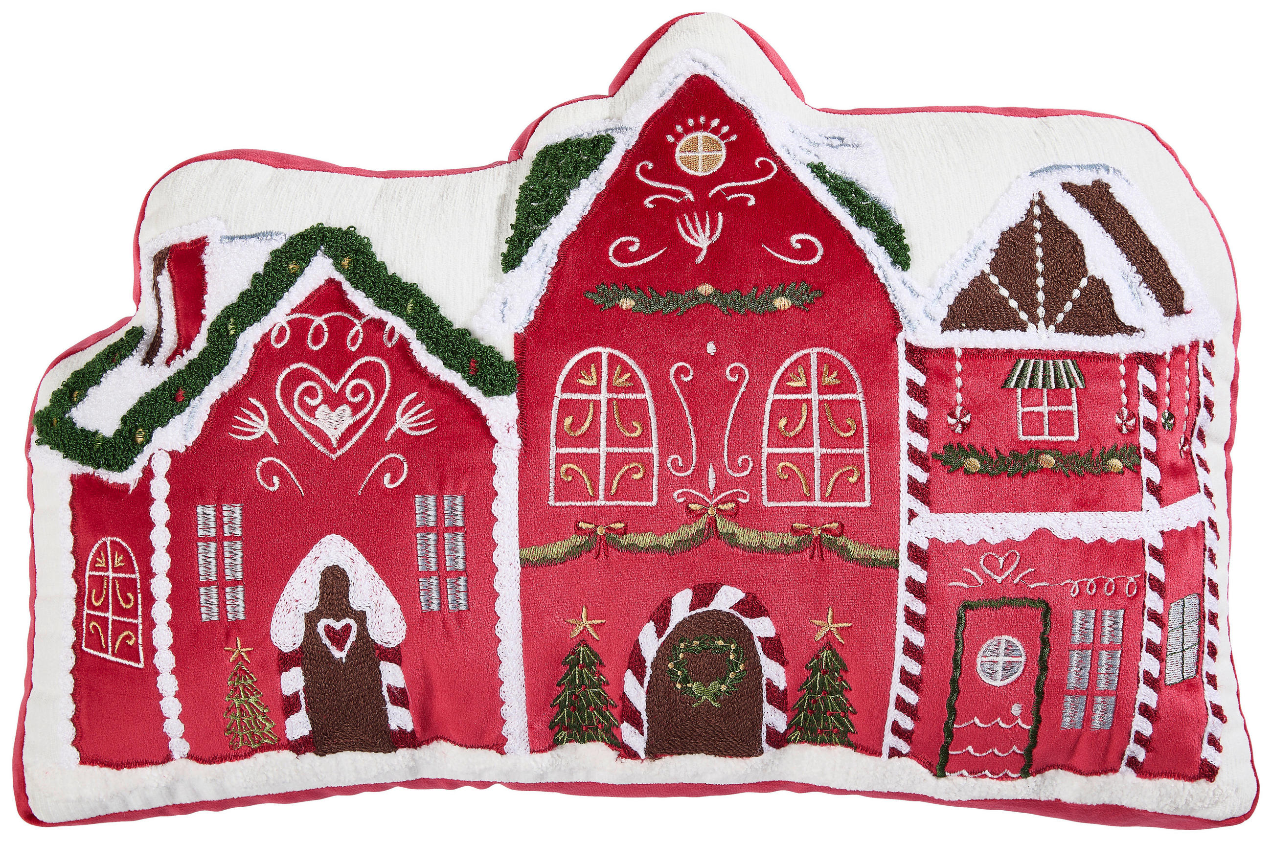 ZIERKISSEN CANDYLAND 33/48 cm  - Waldgrün/Weiß Hochglanz, KONVENTIONELL, Textil (33/48cm) - X-Mas
