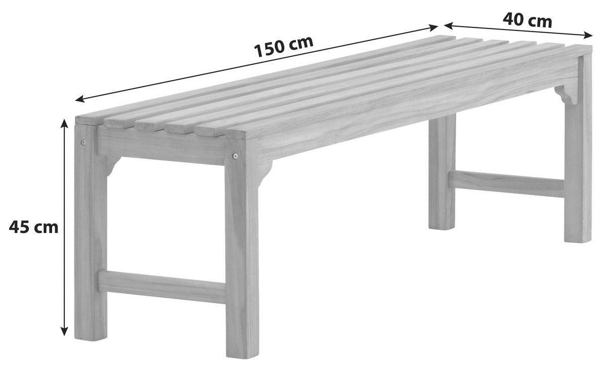 TRÄDGÅRDSBÄNK i teakfärg  - teakfärg, Klassisk, trä (150/45/40cm) - Gardenson
