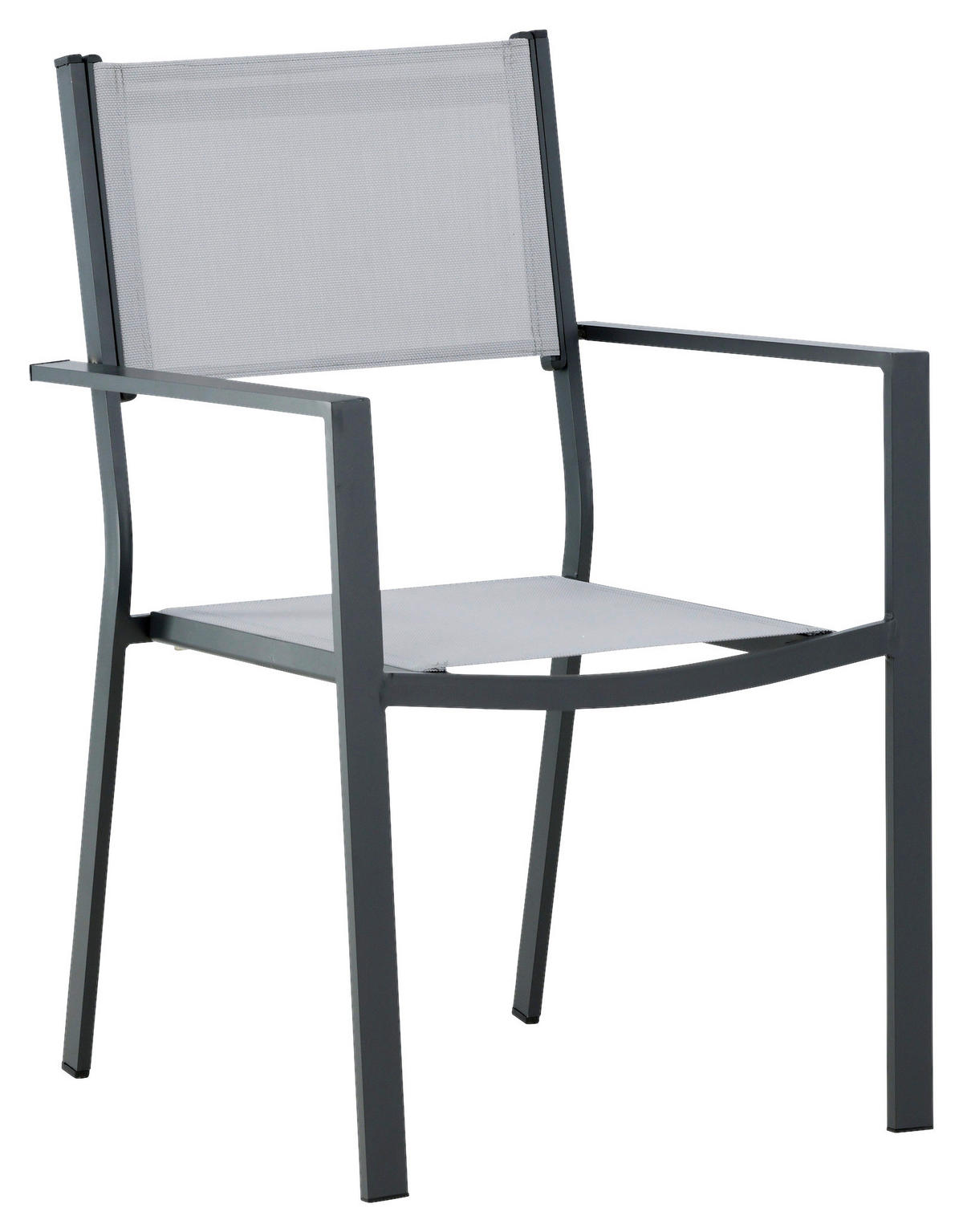 Stapelsessel 2er-Set - Schwarz/Grau, KONVENTIONELL, Textil/Metall (56,5/88/61cm) - Gardenson