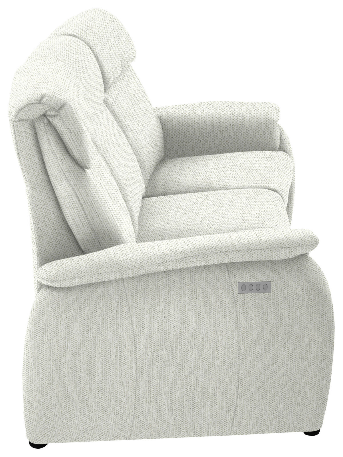 TRAPEZSOFA in Flachgewebe Weiss  - Weiss/Schwarz, Konventionell, Textil/Metall (219/107/97cm) - Pure Home Comfort