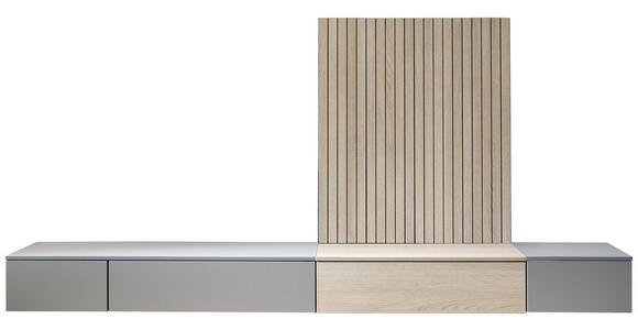 WOHNWAND  in Grau, Eichefarben  300/144/45 cm  - Eichefarben/Grau, Design, Holzwerkstoff (300/144/45cm) - Moderano