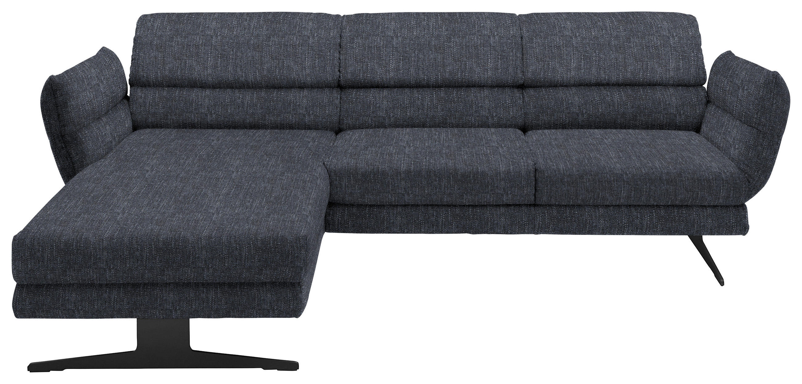 ECKSOFA in Flachgewebe Grau  - Schwarz/Grau, Design, Textil/Metall (176-217/279-327cm) - Dieter Knoll