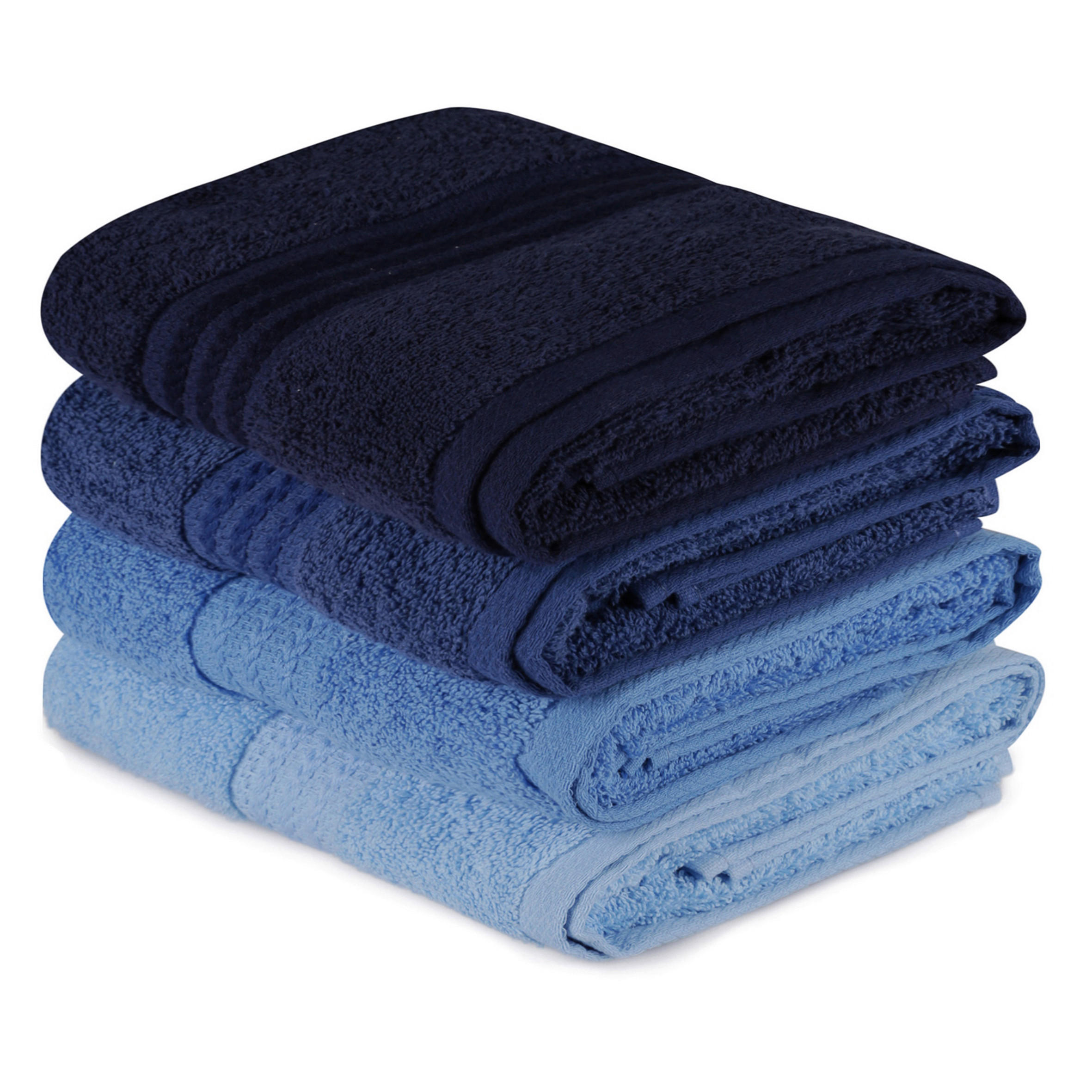 HANDTUCHSET Blau, Hellblau, Dunkelblau 4-teilig  - Blau/Dunkelblau, Basics, Textil (50/90cm)